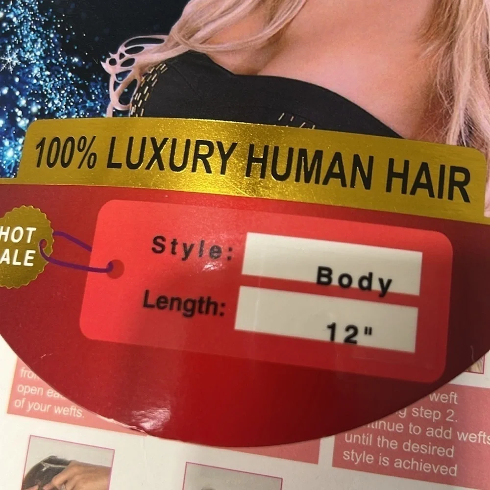 12 Inch light Blonde #613 body Wave Human hair Clip in Extensions